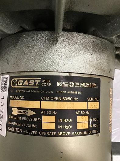 Used GAST MFG Regenair Blower R5325A-2 Used