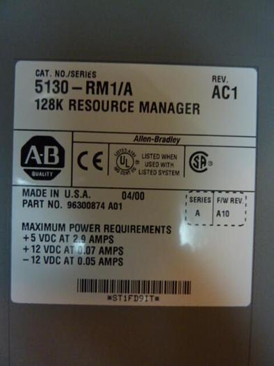 ALLEN BRADLEY Resource Manager Module 5130-RM1 SER A #28807