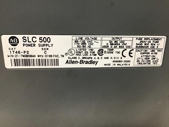 Used ALLEN BRADLEY Power Supply & Slot Rack 1746-P2 SER C / 1746-A7 SER B #112947