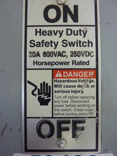 Used SIEMENS 30 Amp Disconnect Switch HF361 #59422