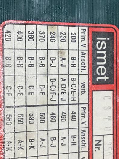 Used ISMET Transformer CSTU 895/21/3J #120103