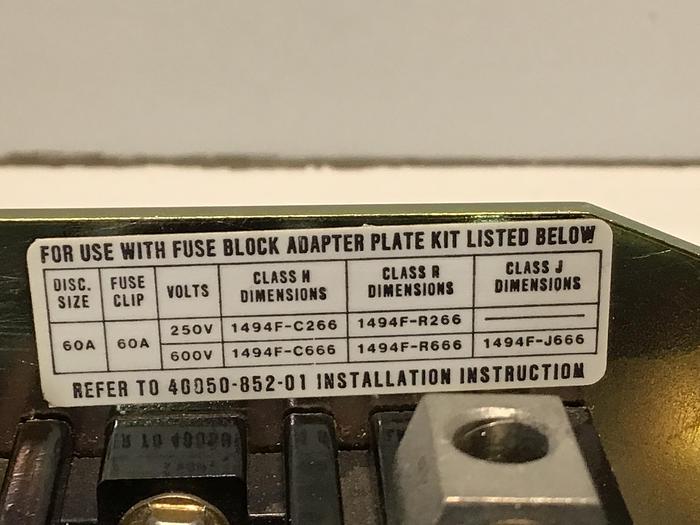 Used ALLEN BRADLEY Fuse Block Adapter Plate 1494F-R666 Used #145376