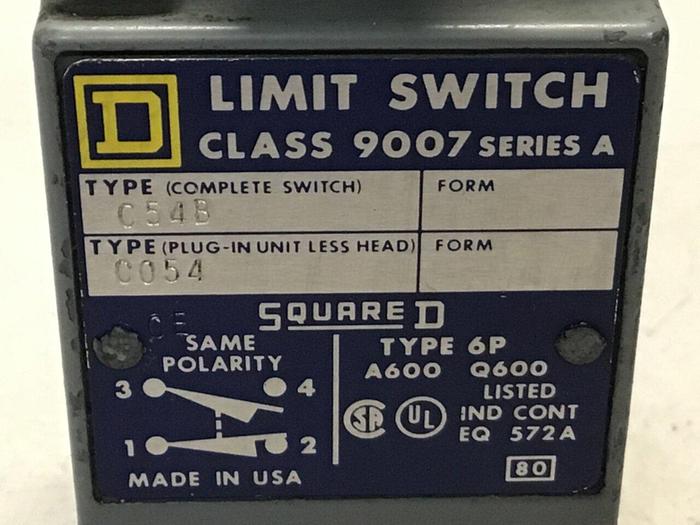 Used SQUARE D Limit Switch 9007-C54B #121702