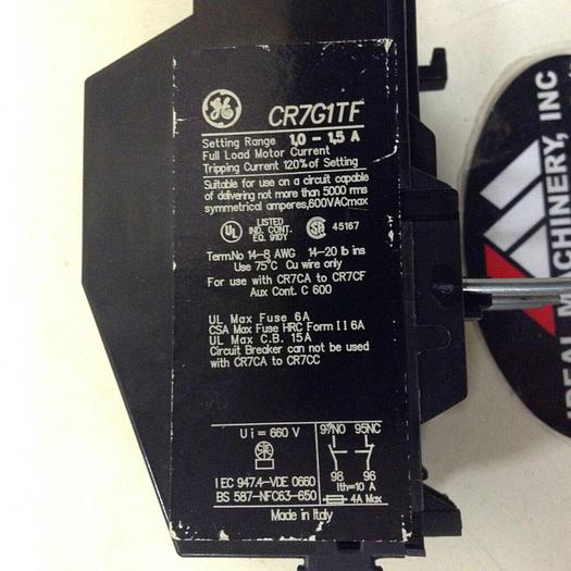 Used GENERAL ELECTRIC Overload Relay CR7G1TF #76185