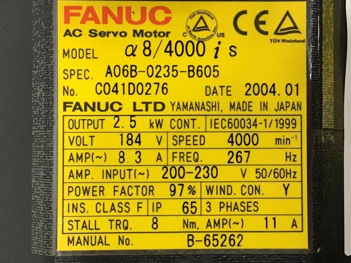 Used FANUC Servo Motor A06B-0235-B605 #120472