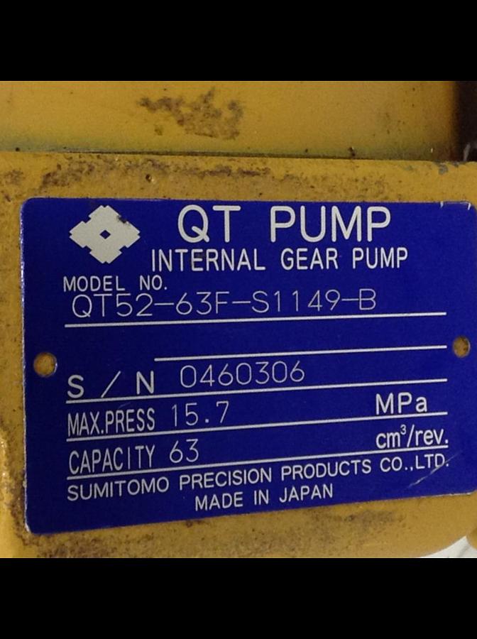 Used SUMITOMO QT Internal Gear Pump QT52-63F-S1149-B #84082