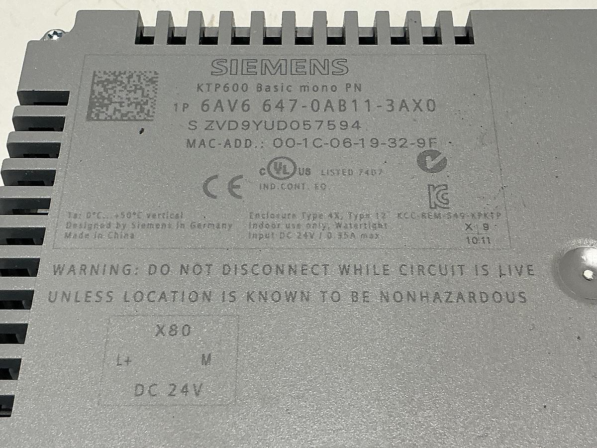 Used SIEMENS 6AV6 647-0AB11-3AX0