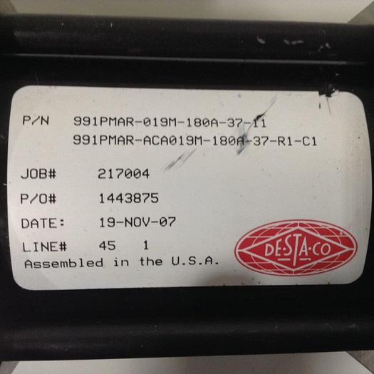 Used DESTACO Pneumatic Hold Clamp 991PMAR-019M-180A-37-11 #90075