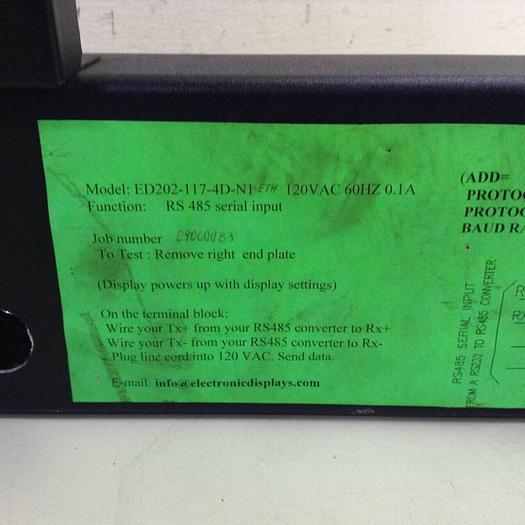 Used EDI Digital Display ED202-117-4D-N1-ETH #72114