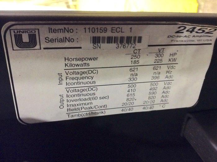 Used UNICO AC Modular Inverter / Converter 110285 ECL 2 Used