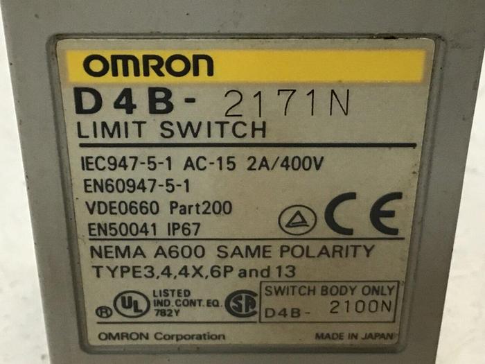 Used OMRON Limit Switch D4B-2171N #121565