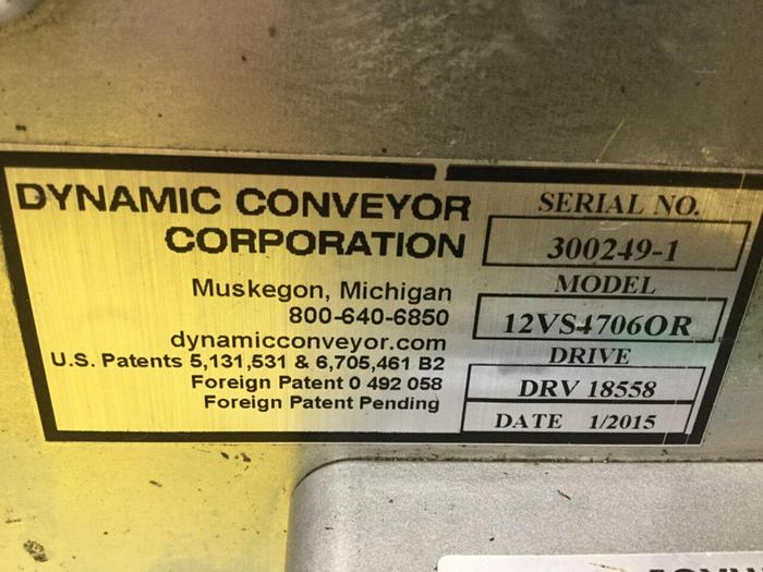 Used DYNAMIC CONVEYOR Belt Conveyor 12VS4706OR USED