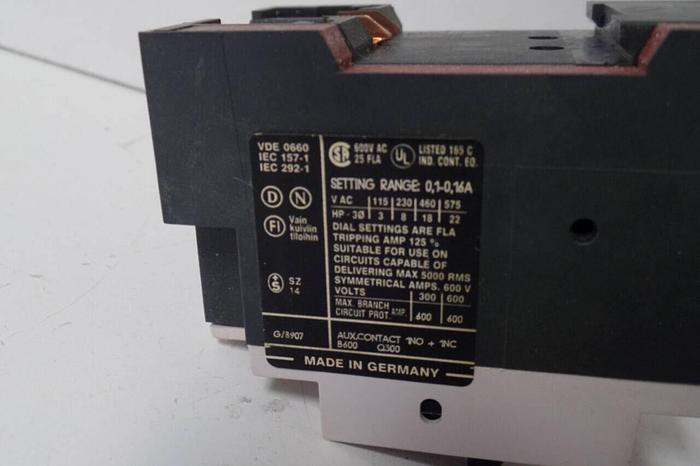 Used SIEMENS 0.1-0.16 Amp Motor Protector 3VU1300-1MB00 #7236