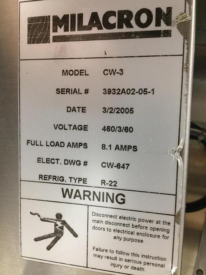 Used MILACRON CW-3 CHILLER 3 TON USED