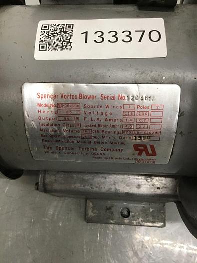 Used SPENCER Vortex Blower VB-001SE-U #133370