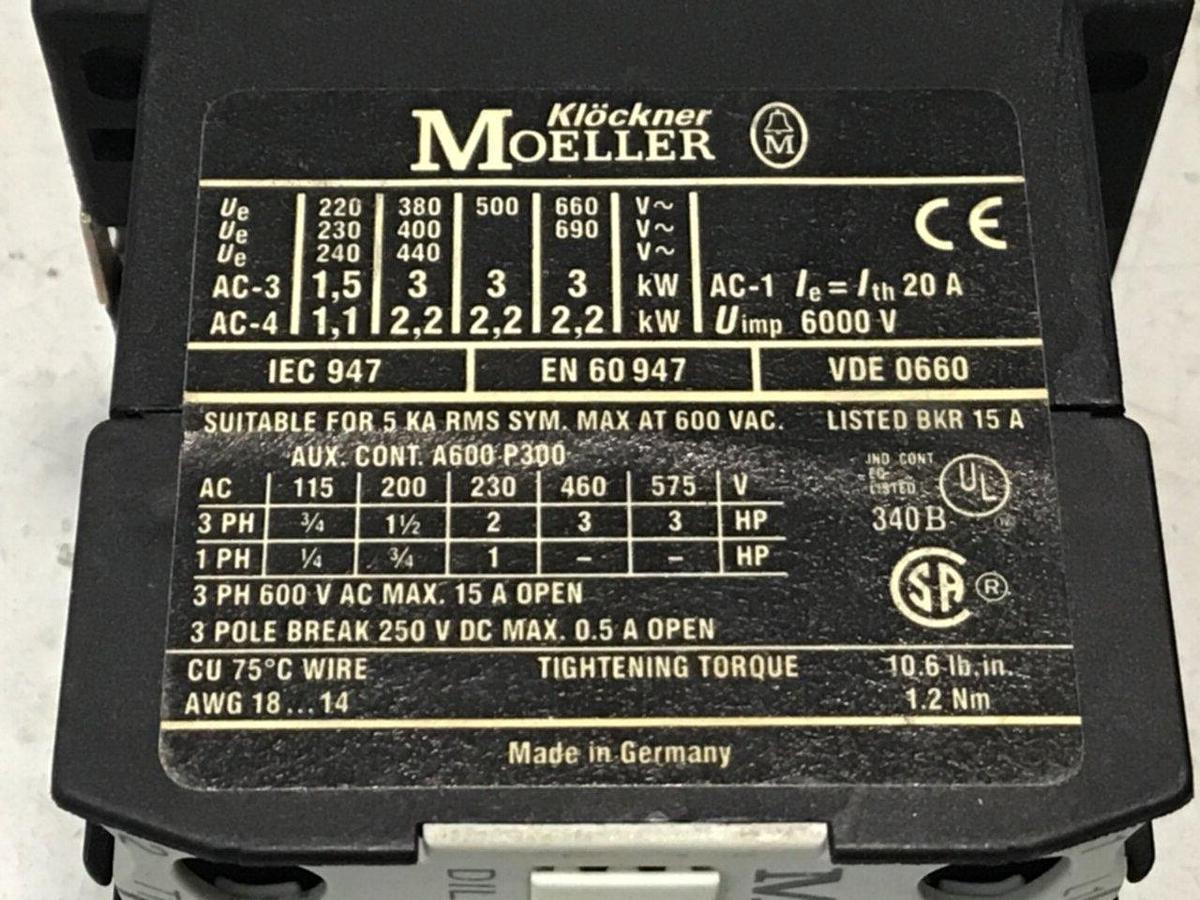 Used MOELLER Contactor DILEEM-10-G USED