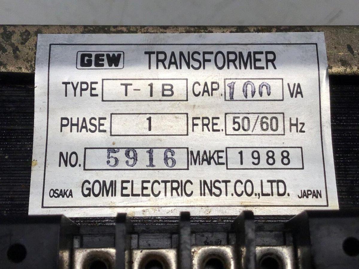 Used GOMI ELECTRIC 0.1 kVA Transformer T-1B 100VA #118612