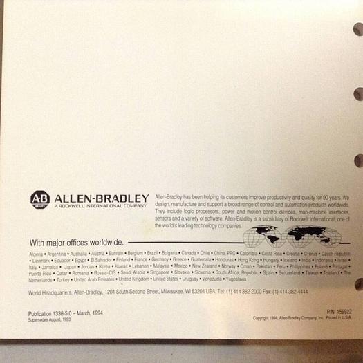 Used ALLEN BRADLEY User Manual 1336-5.0 #70836