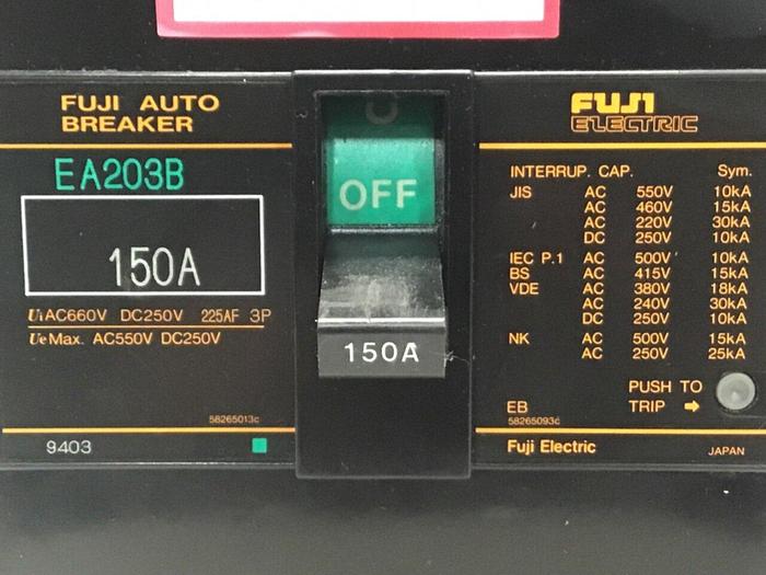 Used FUJI ELECTRIC 150 Amp Circuit Breaker EA203B-150 Used