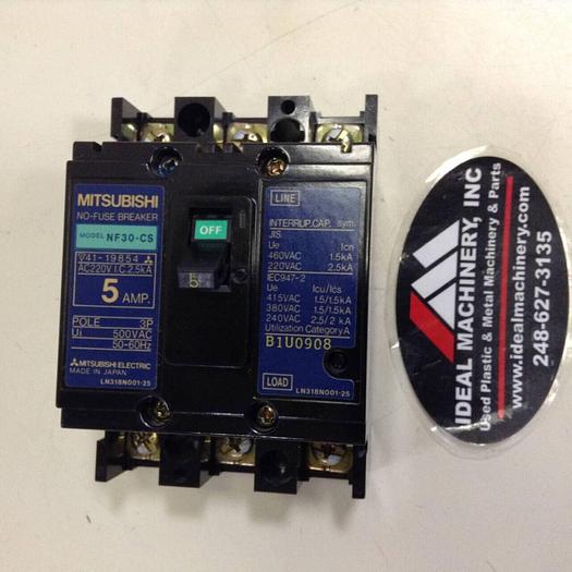 Used MITSUBISHI 5 Amp Circuit Breaker NF30-CS-5 #75757