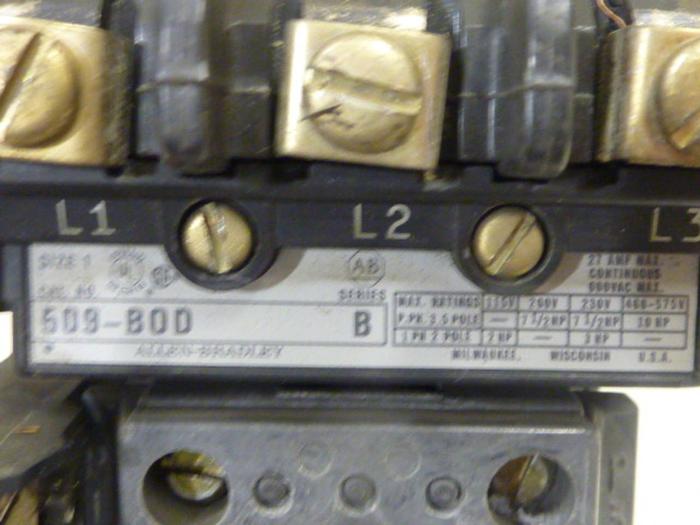 Used ALLEN BRADLEY Starter Size 1 509-BOD SER B W36 #47120