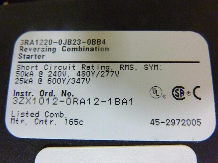 Used SIEMENS Reversing Combination Starter 3RA1220-0JB23-0BB4 #46453