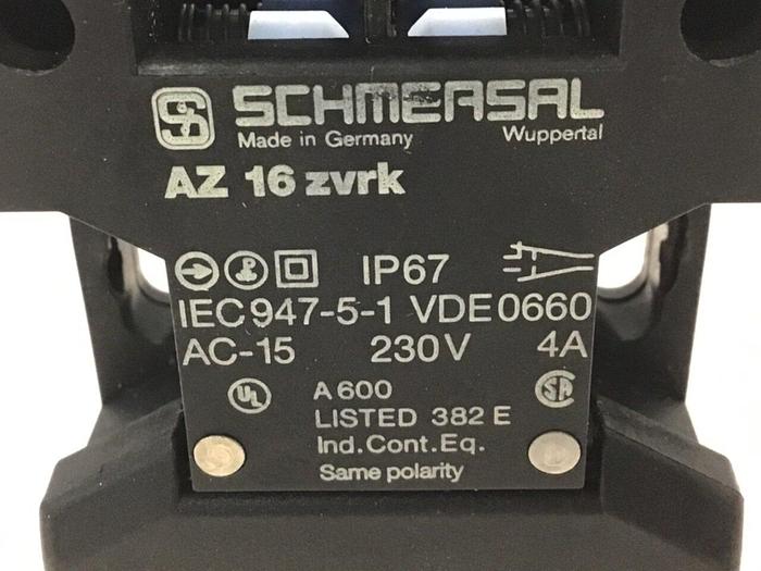 Used SCHMERSAL Safety Interlock Switch AZ16ZVRK #59056