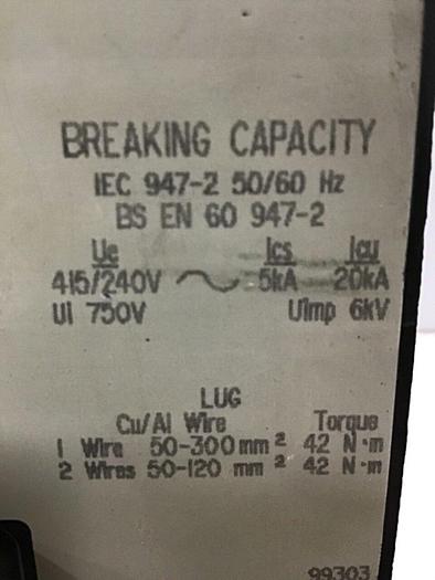 Used SQUARE D 300 Amp Circuit Breaker LAL363001021 Used