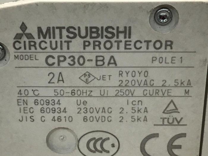 Used MITSUBISHI 2 Amp Circuit Breaker CP30-BA-1P-2A #119603