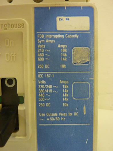 Used WESTINGHOUSE 15 Amp Circuit Breaker FDB3015 #46716