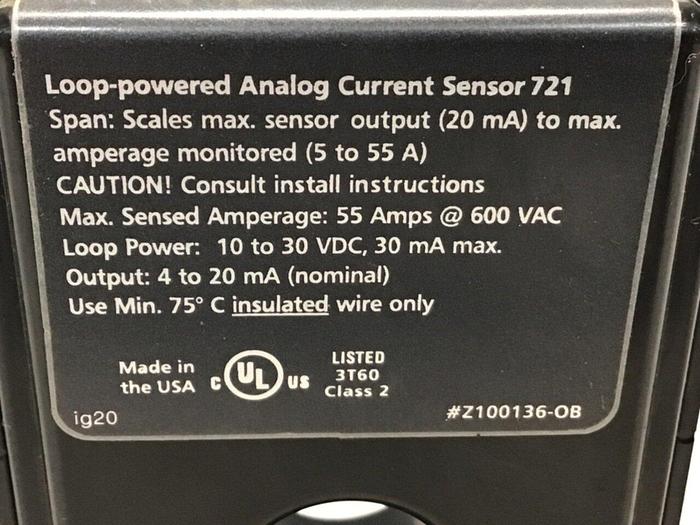 Used HAWKEYE INST INC Analog Current Sensor Z100136-OB #123586