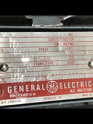 Used VAN DORN 15 HP AC Motor 5K286JL3133P #122644