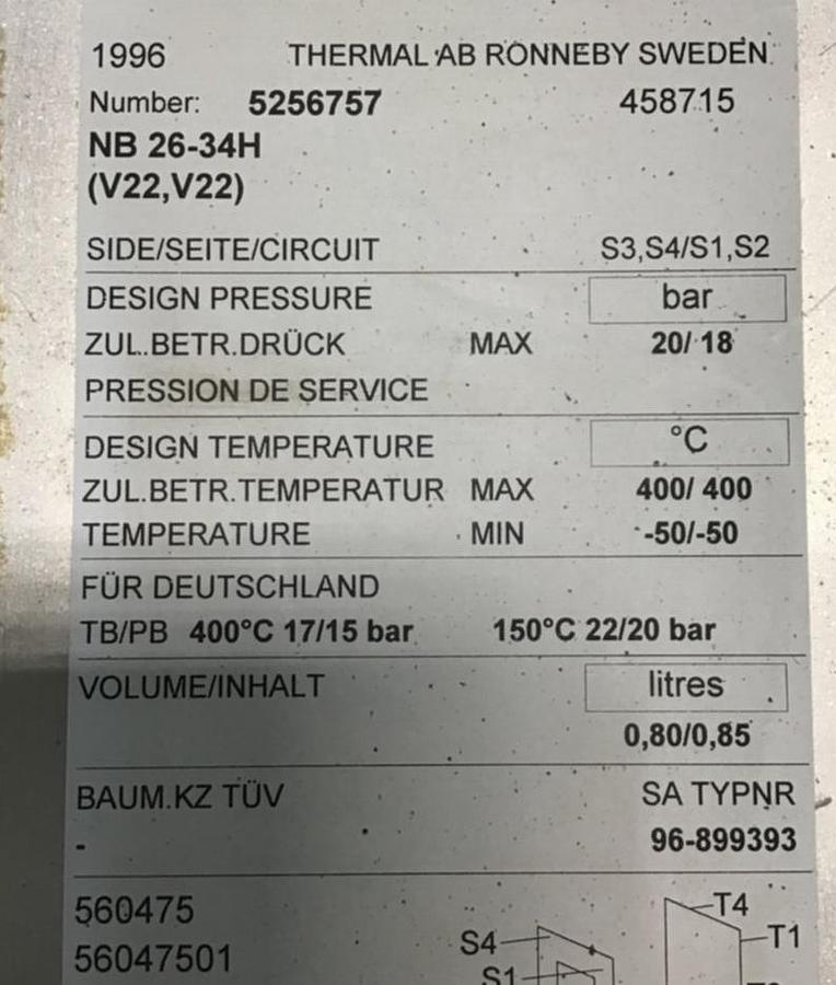 Used ALFA LAVAL Heat Exchanger NB 26-34H USED