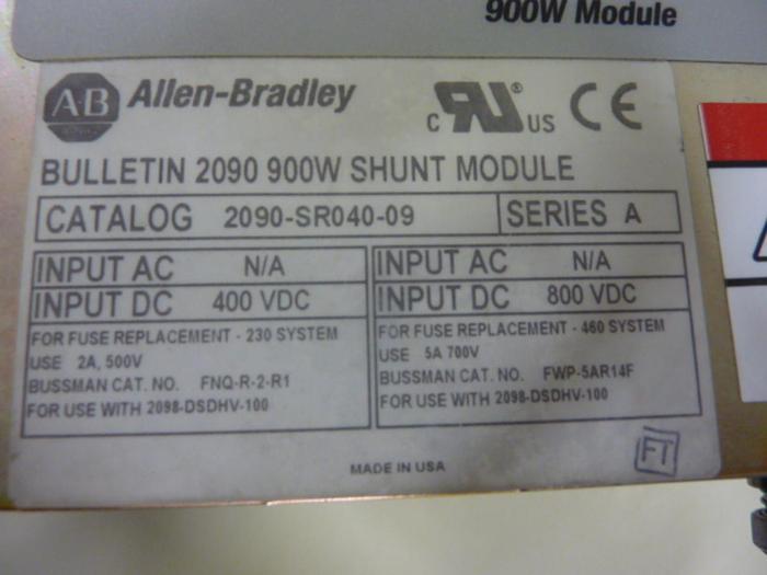 Used ALLEN BRADLEY Shunt Module 2090-SR040-09 SER A #63557