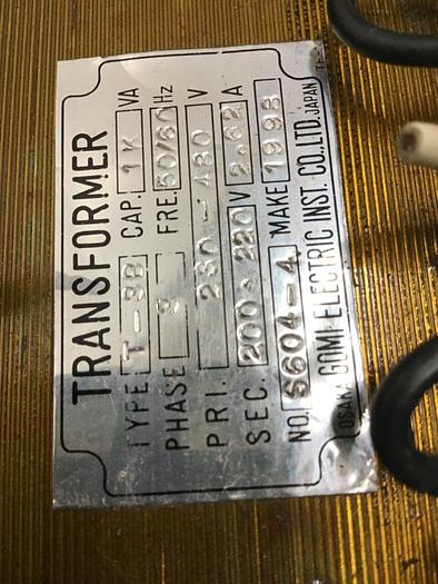 Used GOMI ELECTRIC 1 kVA Transformer T-3B 1 KVA #127774