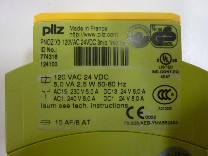 Used PILZ Safety Relay PNOZX3120VAC24VDC3N/O1N/C1SO #64793
