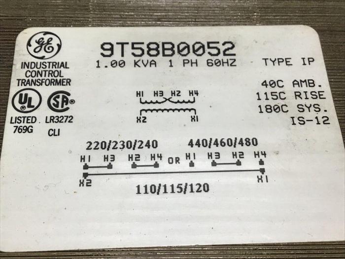 Used GENERAL ELECTRIC / GE 1.00 kVA Transformer 9T58B0052 #143602