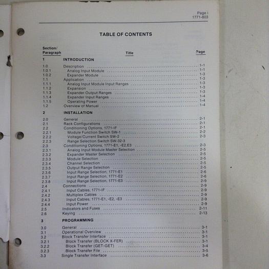 Used ALLEN BRADLEY User's Manual 1771-803 #70944