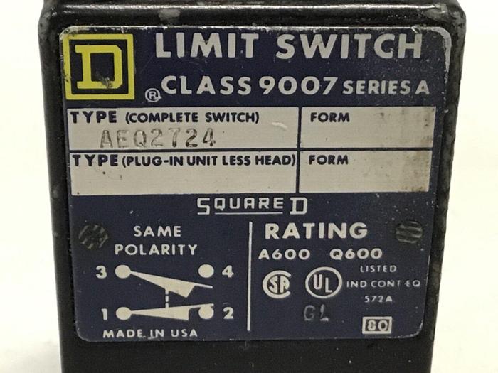 Used SQUARE D Limit Switch 9007-AEQ2724 #122130