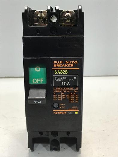 Used FUJI ELECTRIC 15 Amp Circuit Breaker SA32B-15 #58478