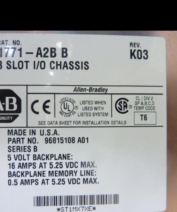 Used ALLEN BRADLEY Slot Rack 1771-A2B SER B USED