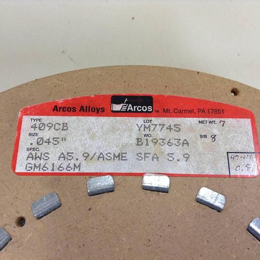 Used ARCOS INDUSTRIES High Performance Welding Alloys 409CB #71250