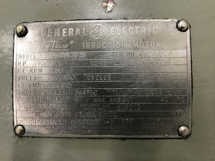 Used GENERAL ELECTRIC 40 HP Induction Motor 5K364YK381V Used