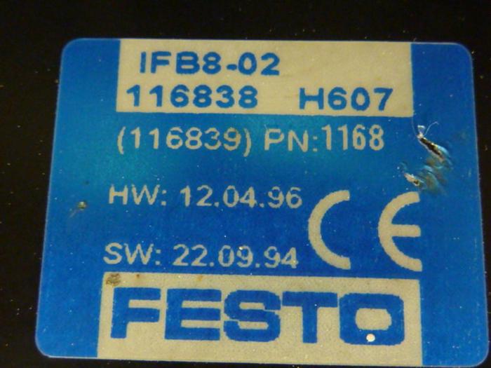Used FESTO Control Block / Valve Terminal IFB8-02 #52869