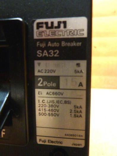 Used FUJI ELECTRIC 15 Amp Circuit Breaker SA32-15 #35533