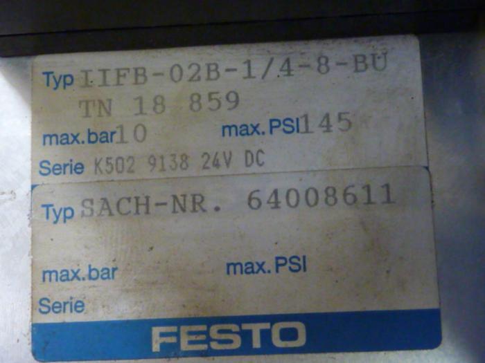 Used FESTO Control Block / Valve Terminal IFB8-02 #52841
