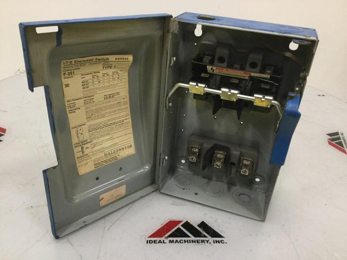 Used SIEMENS 30 Amp ITE Heavy Duty Vacu-Break F-351 #115958
