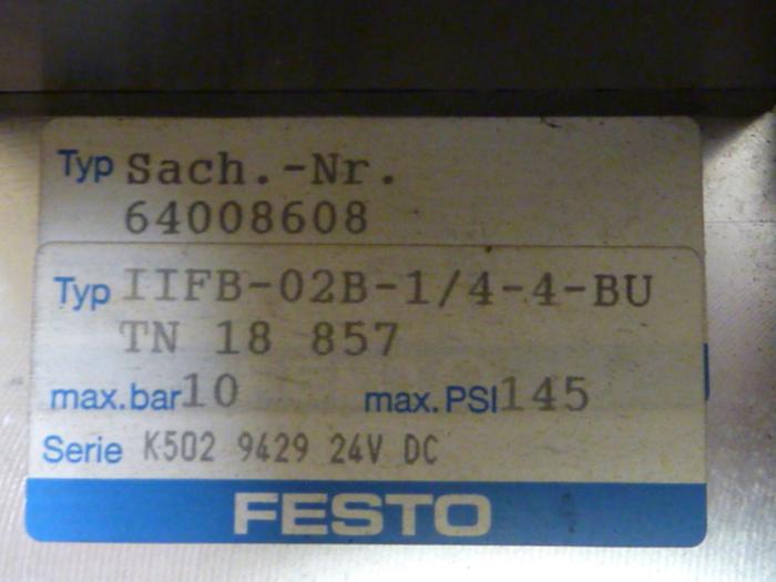 Used FESTO Control Block / Valve Terminal IFB8-02 #52707