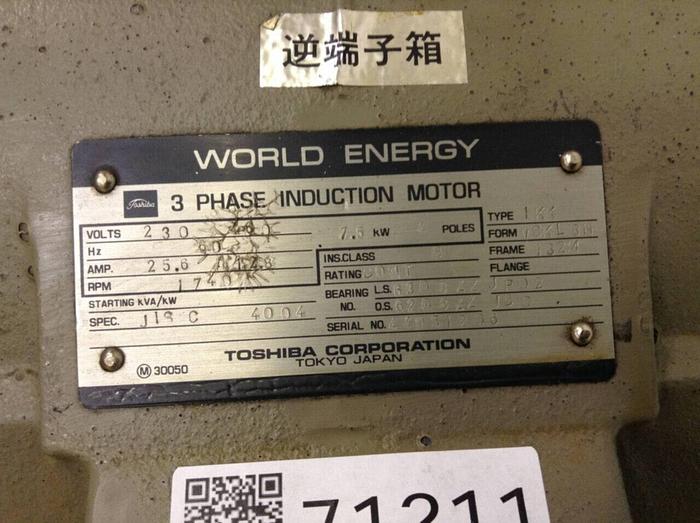 Used TOSHIBA 3 Phase Induction Motor IKK-VCKL8N Used