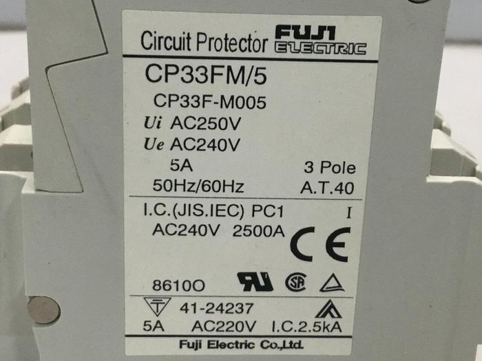Used FUJI ELECTRIC 5 Amp Circuit Breaker CP33FM/5 #104157